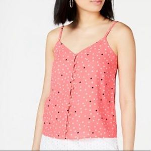 Maison Jules Womens Dot Print Tank Top Blouse Pink XS Cute Shirt